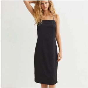 NWT H&M black slip dress with rhinestone straps